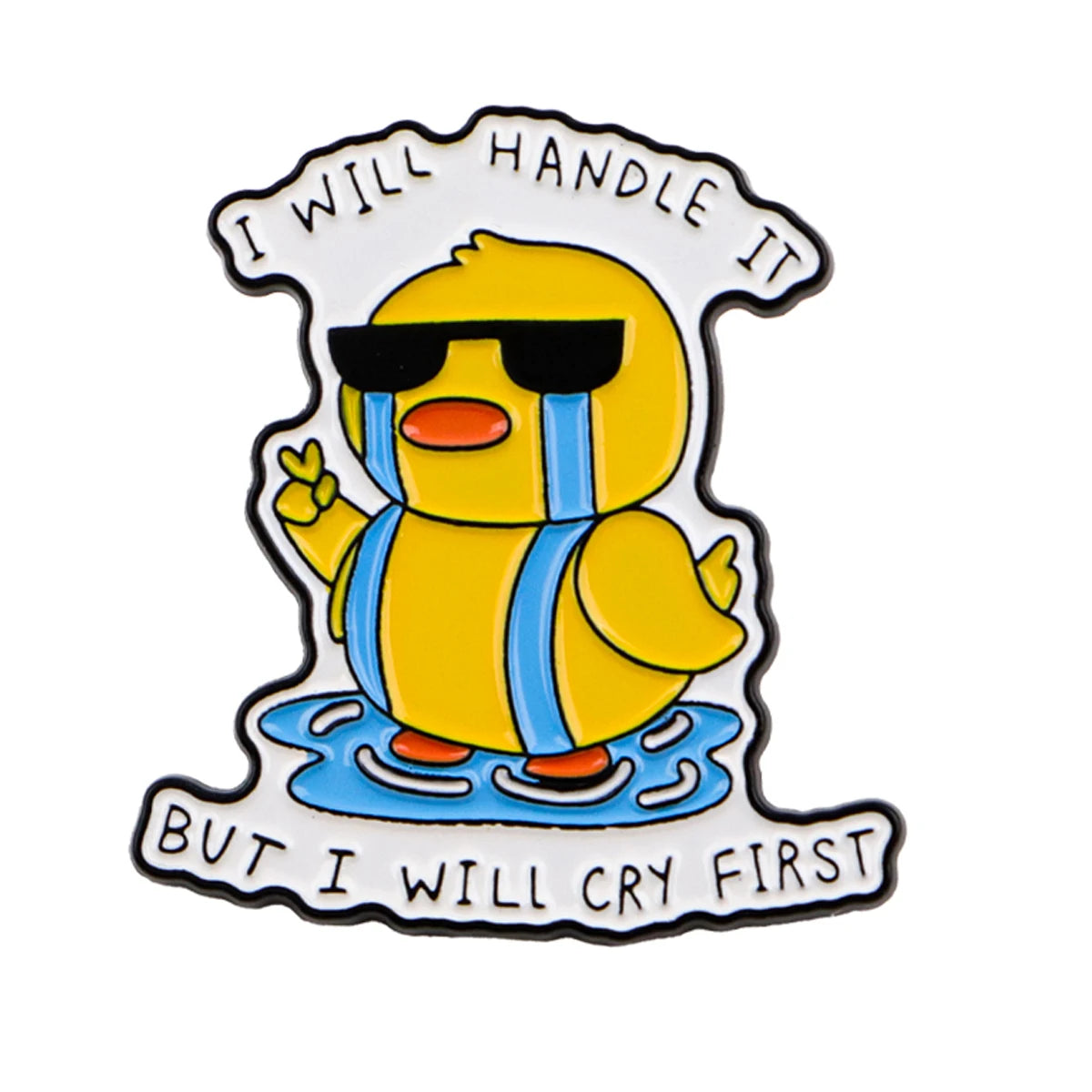Funny Crying Duck Enamel Pin Mental Health Brooch Pines Lapel Pins Badge on Backpack Clothing Accessories Animal Jewelry Gifts