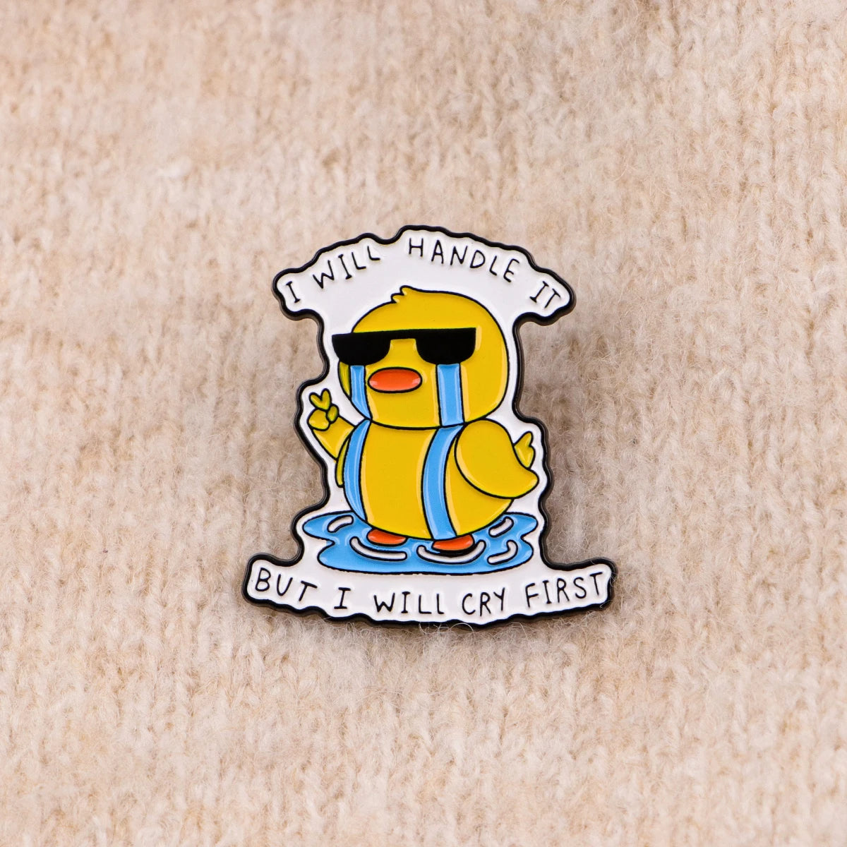 Funny Crying Duck Enamel Pin Mental Health Brooch Pines Lapel Pins Badge on Backpack Clothing Accessories Animal Jewelry Gifts