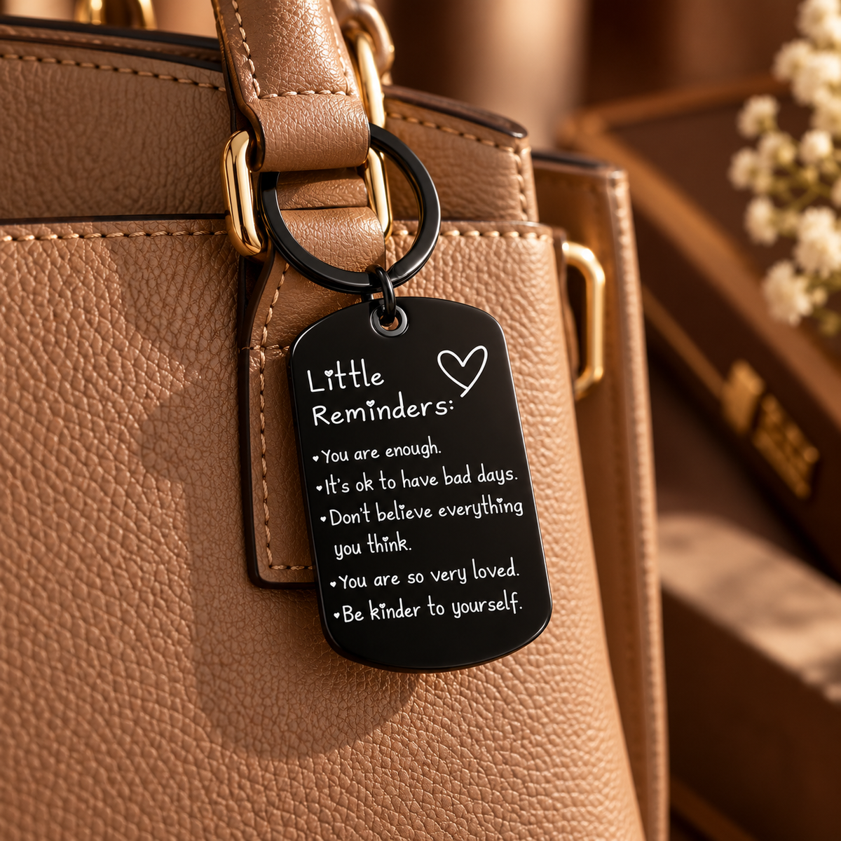You Are Enough Engraved Reminder Keychain