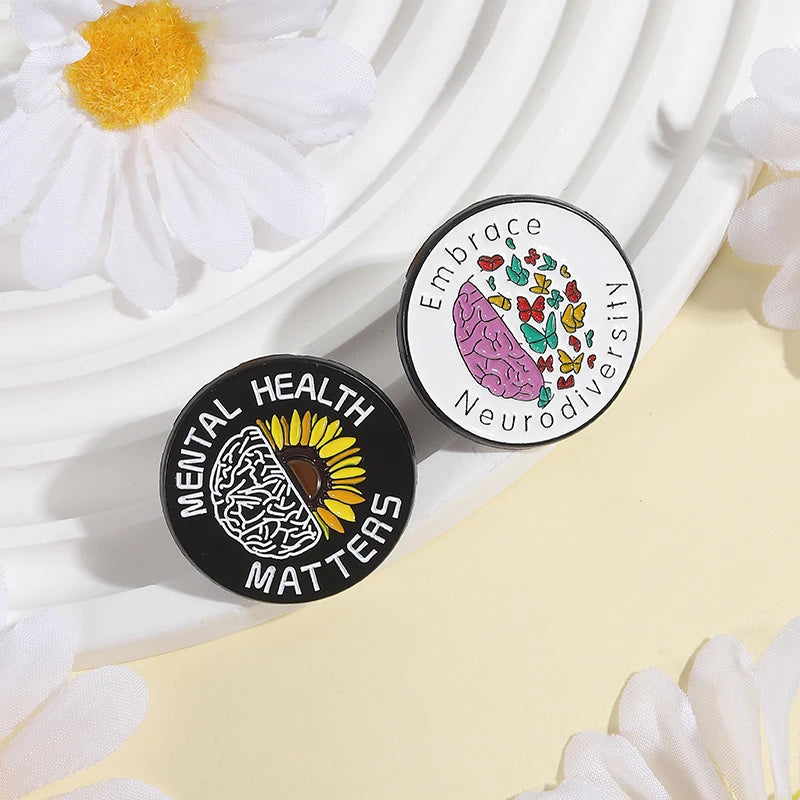 MENTAL HEALTH MATTERS Enamel Pins Custom Brain Nerves Brooches Lapel Badges Clothes Funny Jewelry Gift for Friends