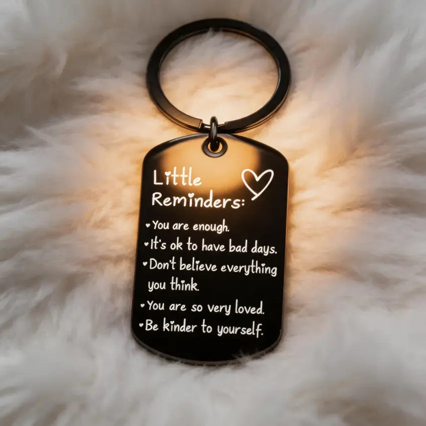 Engraved Text Little Reminder Keychain Accessory with Gift Box - Unisex "You Are Enough" Inspirational Birthday Appreciation Party Favor (Home & Festive Party Supplies)