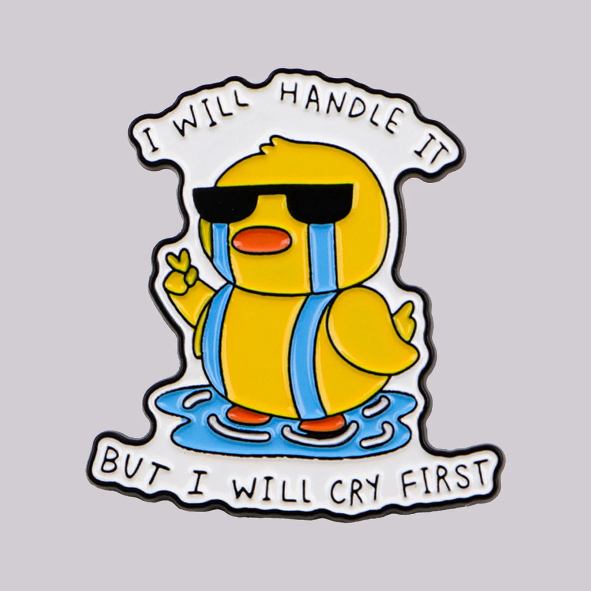 Funny Crying Duck Enamel Pin Mental Health Brooch Pines Lapel Pins Badge on Backpack Clothing Accessories Animal Jewelry Gifts