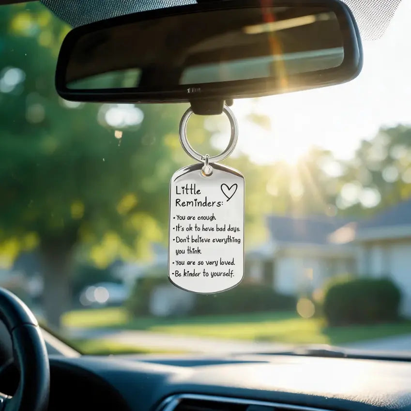 Engraved Text Little Reminder Keychain Accessory with Gift Box - Unisex "You Are Enough" Inspirational Birthday Appreciation Party Favor (Home & Festive Party Supplies)