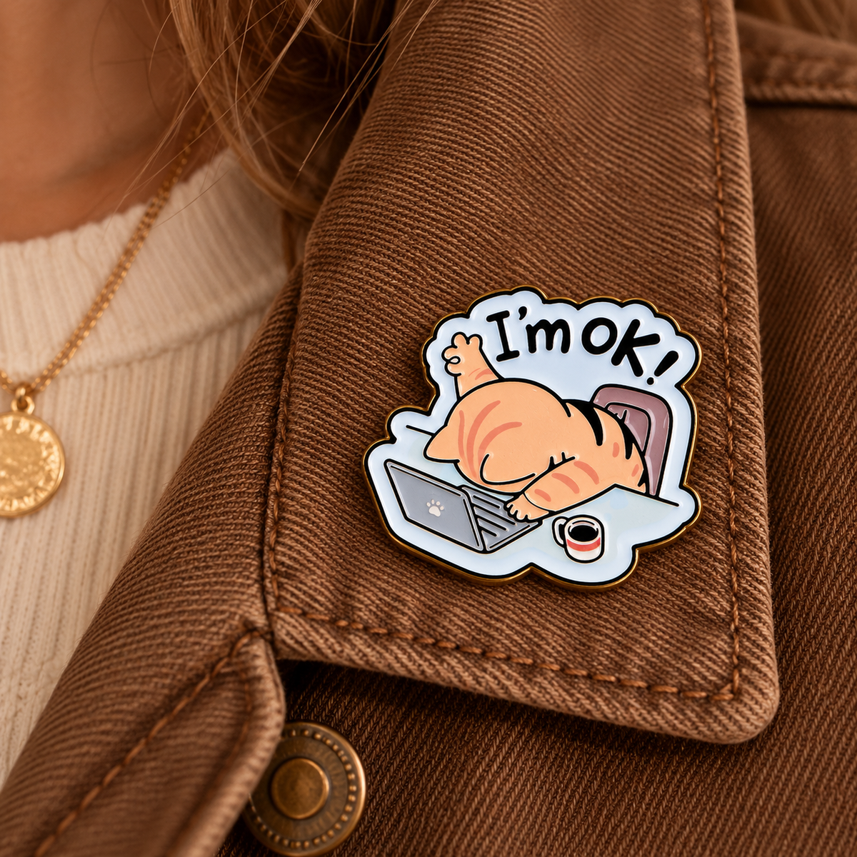 I’m OK Cat Enamel Pin