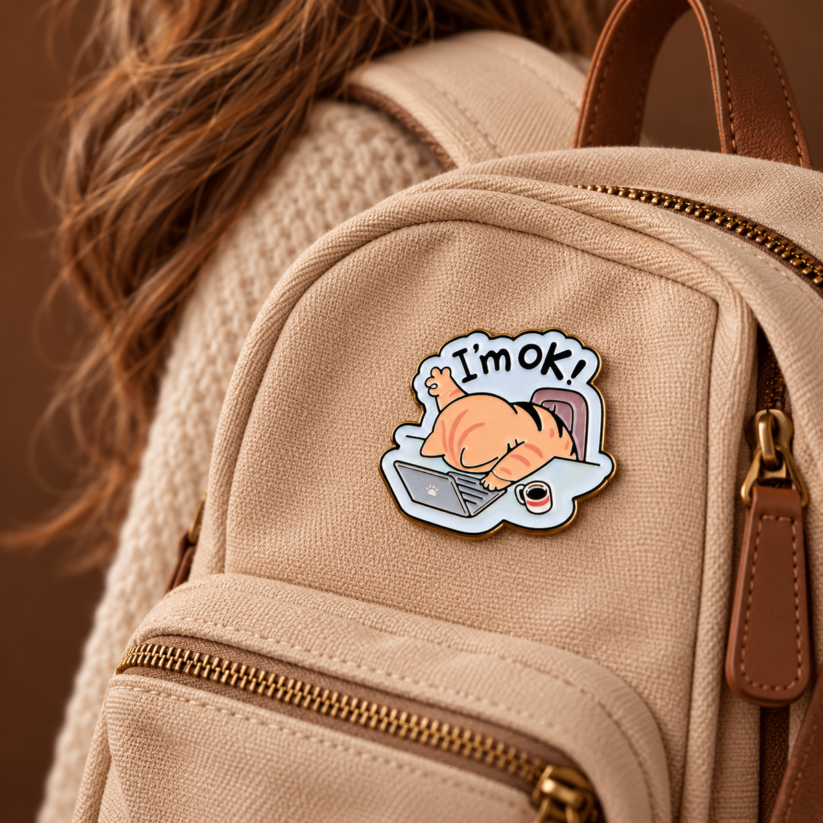 I’m OK Cat Enamel Pin