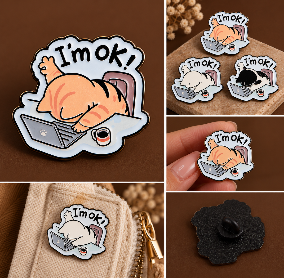 I’m OK Cat Enamel Pin