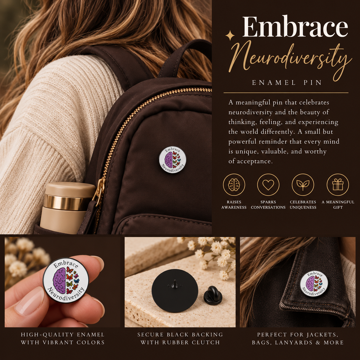 Embrace Neurodiversity  Mental Health Matters Enamel Pins