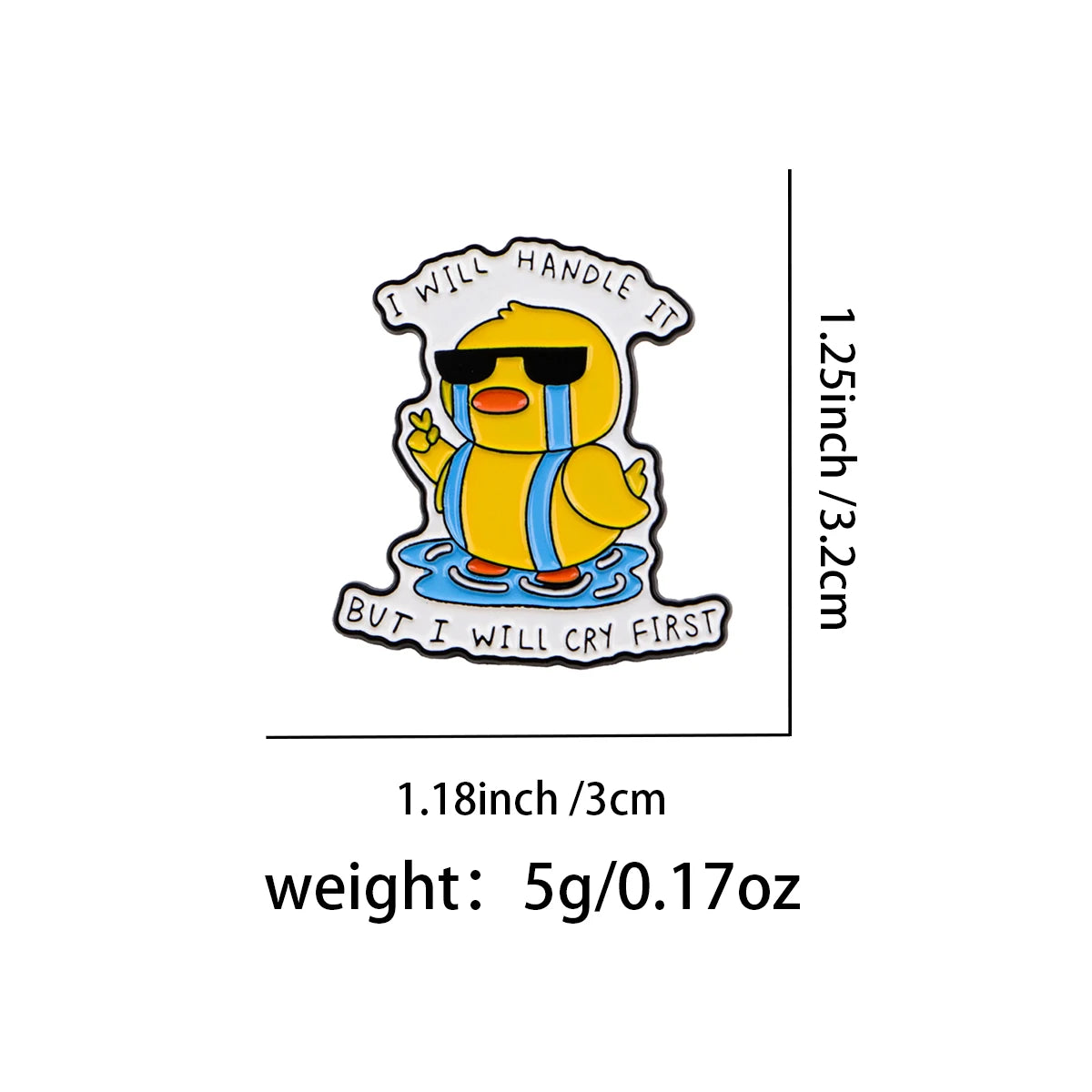Funny Crying Duck Enamel Pin Mental Health Brooch Pines Lapel Pins Badge on Backpack Clothing Accessories Animal Jewelry Gifts