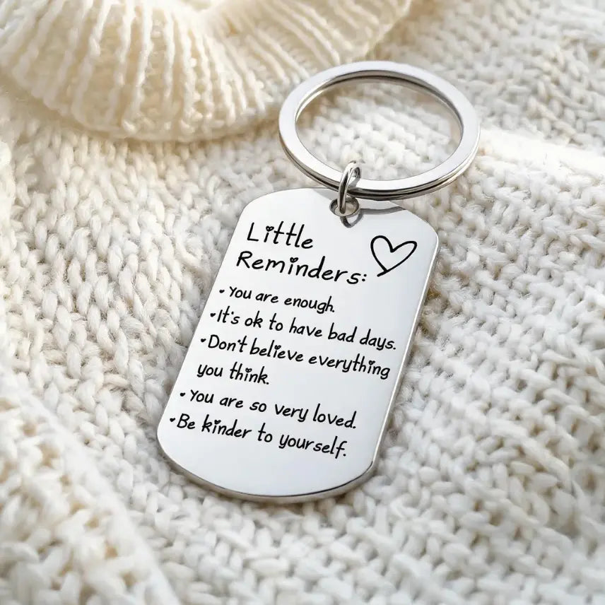 Engraved Text Little Reminder Keychain Accessory with Gift Box - Unisex "You Are Enough" Inspirational Birthday Appreciation Party Favor (Home & Festive Party Supplies)
