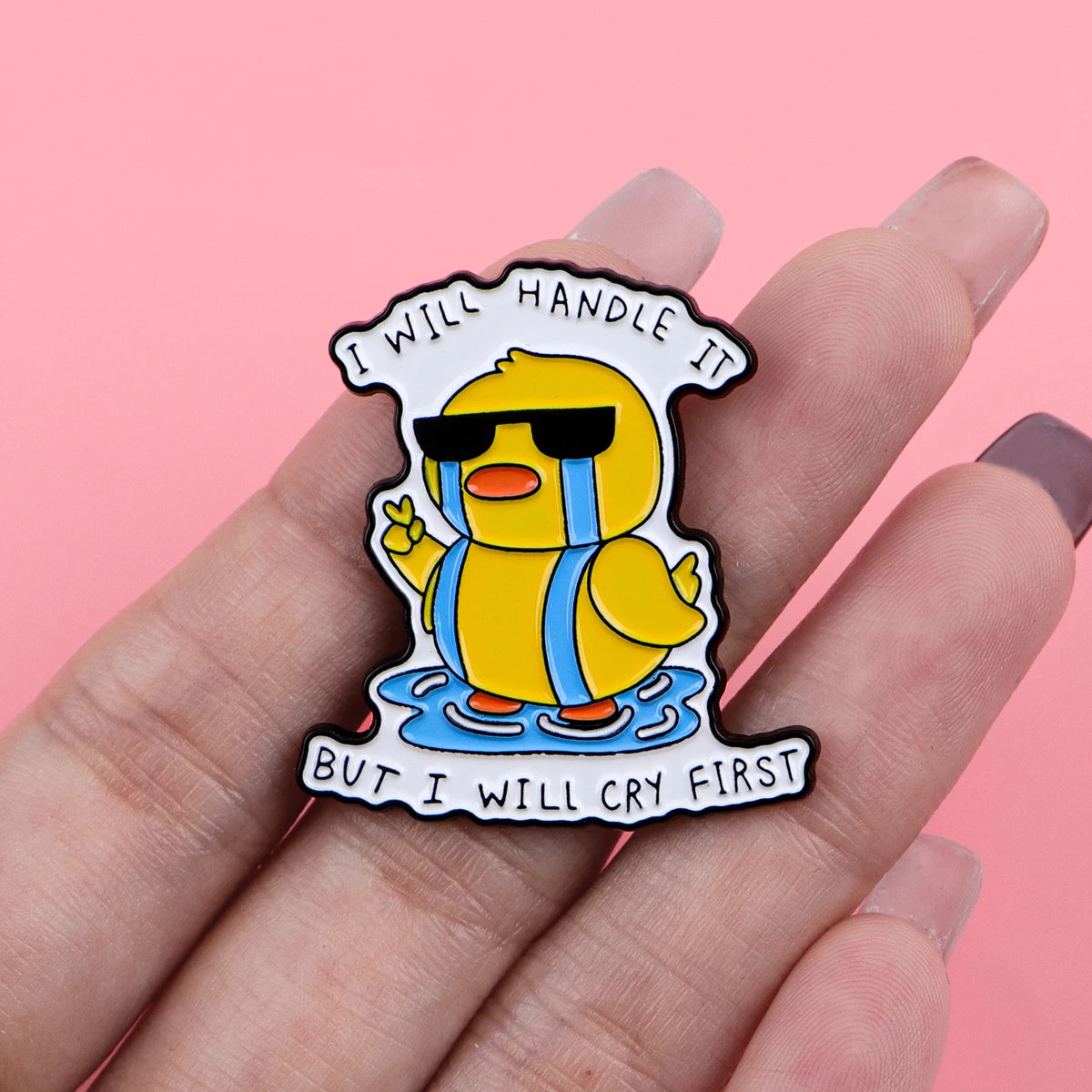 Funny Crying Duck Enamel Pin Mental Health Brooch Pines Lapel Pins Badge on Backpack Clothing Accessories Animal Jewelry Gifts