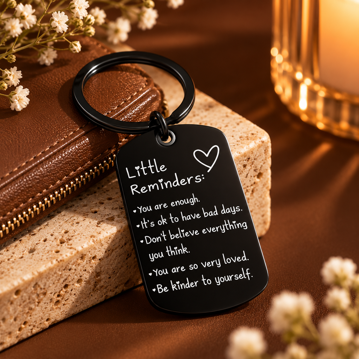 You Are Enough Engraved Reminder Keychain